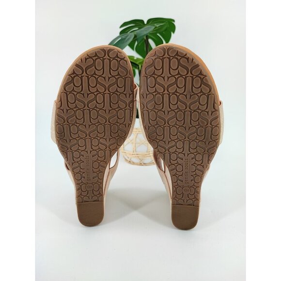 Gentle Souls by Kenneth Cole Inna Beige Wedges Sandals Size 10 US - Picture 7 of 8